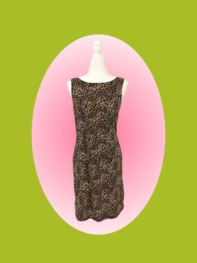 vintage per section cheetah leopard print midi dress